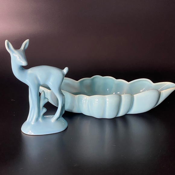 Ceramic blue fawn and serving bowl - Picture 13 of 13